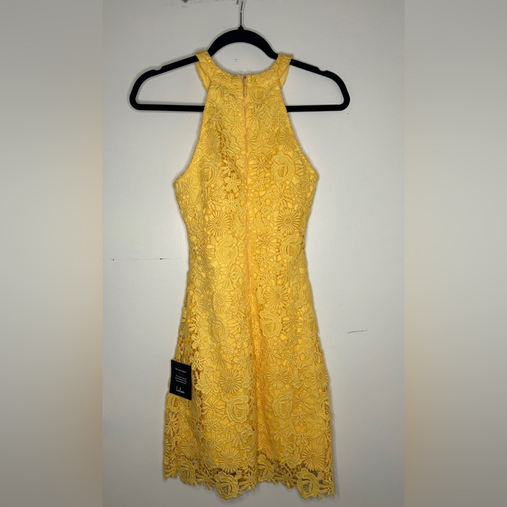 Lulus Love Poem Yellow Lace Mini Dress Size XS NWT - Picture 7 of 14